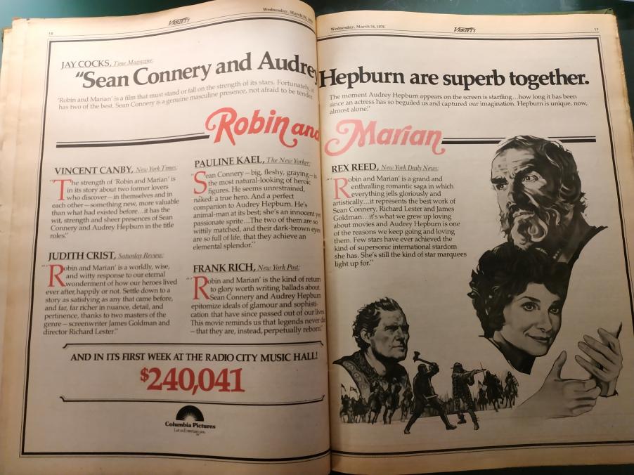 ROBIN AND MARIAN BOX OFFICE 1976