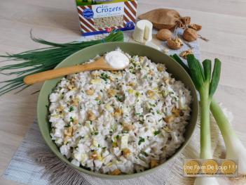 Crozets crémeux au chèvre poireau & noix