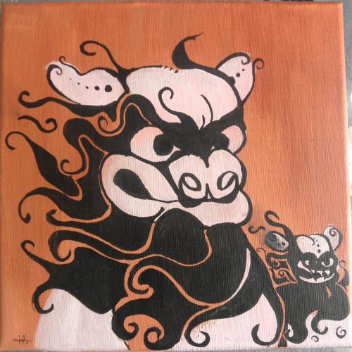• Tableau pour ma chambre - chien fu (2) [Peinture]