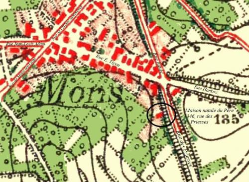 Mons, 346 rue des Priesses (1865)(geoportail.wallonie.be, Voyage dans le temps)