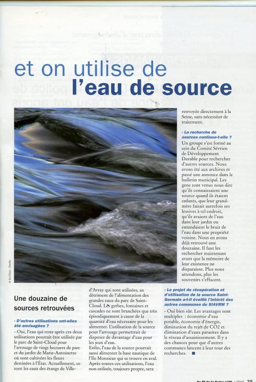 Captage , rétention , utilisation des eaux de source