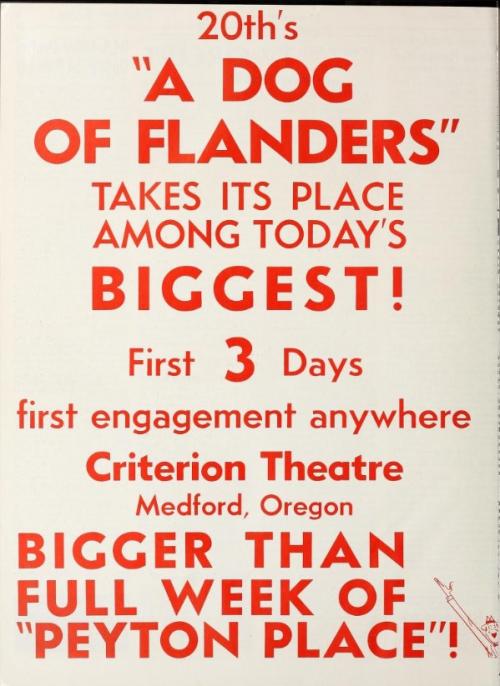 A DOG OF FLANDERS BOX OFFICE USA 1960