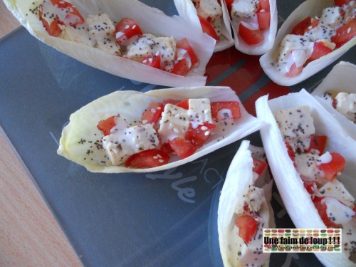 Barquette d'endive tomate feta