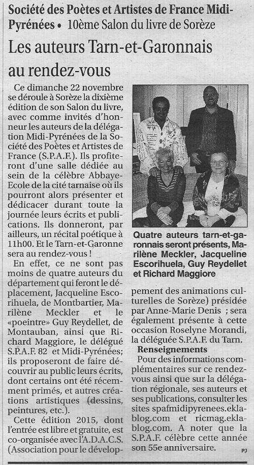 SORÈZE DANS LA PRESSE