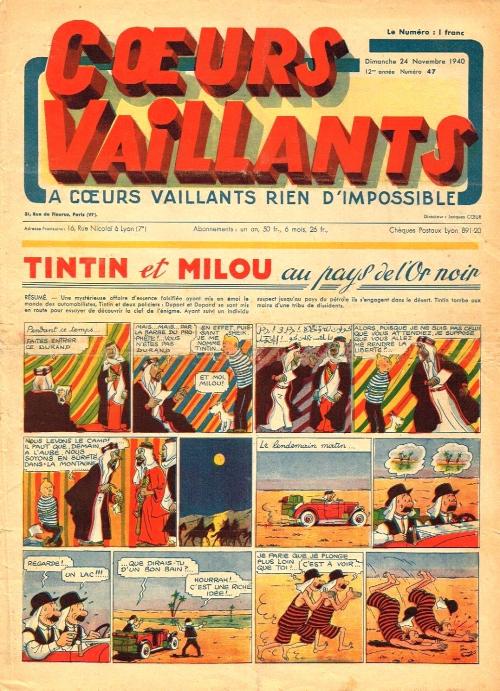 Tintin AVG en couleurs dans Coeurs Vaillant