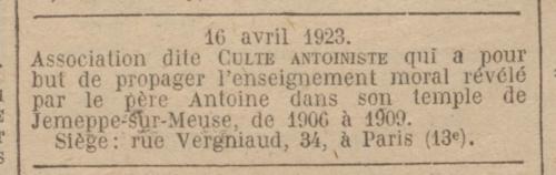 Paris - Journal officiel de la République française. Lois et décrets 16 av. 1923
