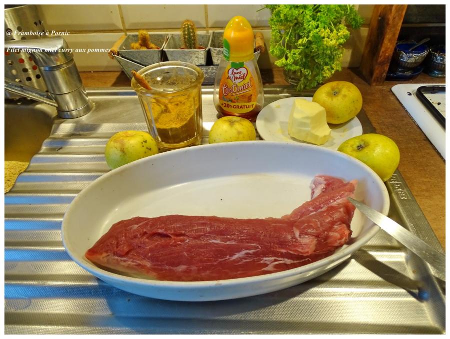 Filet mignon miel curry aux pommes 