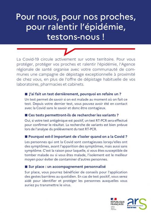 Dépistage Covid19 à Oulchy-le-Château jeudi 11 mars