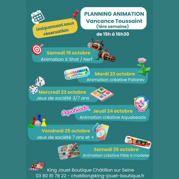 King Jouet de Châtillon-sur-Seine propose aux enfants des ateliers pendant les vacances de la Toussaint