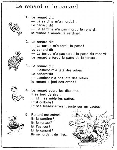 Le renard et le canard (poésie cp)