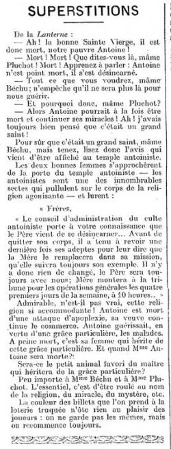 Superstitions - La Calotte, comique illustrée de Paris, le 02 août 1912