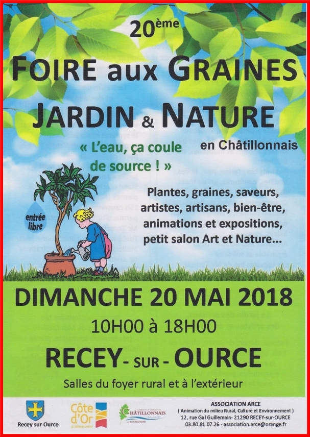 "La foire aux graines, Jardin et Nature aura lieu le 20 mai 2018