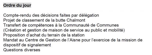 Ordre du jour du conseil municipal du 14 juin 2021