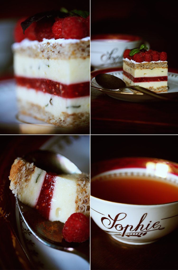Entremets acidulé ~ citron vert, basilic et framboise