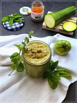 PESTO AU BASILIC,COURGETTE,TOMATE VERTE AU PIMENT D'ESPELETTE