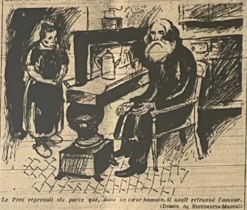 Robert Vivier - La mort du Père Antoine (dessin Marcel Stobbaerts)(Cassandre, 18 janvier 1936).jpg