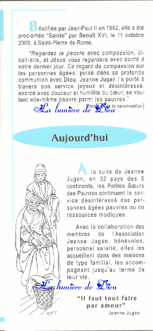 Sainte Jeanne Jugan. Fondatrice des Petites Soeurs des Pauvres († 1879)