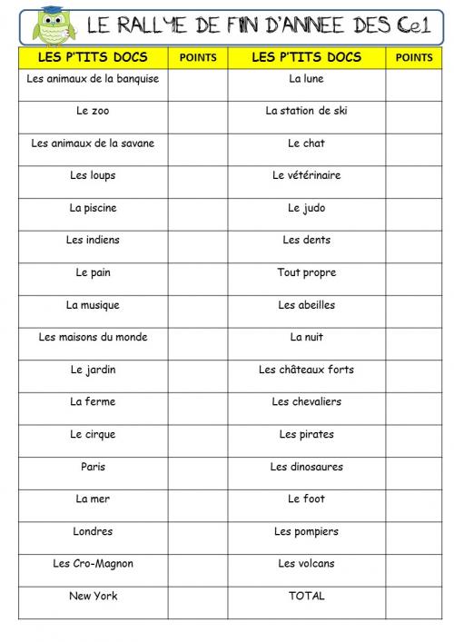 RALLYE LECTURE CE1 - P'TITS DOCS