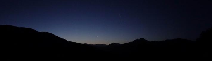 Aube, croisant de Lune  et Vénus sur la Sposata