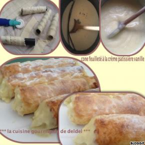 cone feuilleté,crème patissière vanille