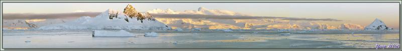 Panoramas au lever du soleil sur Wilhelmina Bay (zoom 200mm) - Péninsule Antarctique