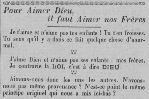 Encart - Pour Aimer Dieu... (Le Fraterniste, 29 août 1912)