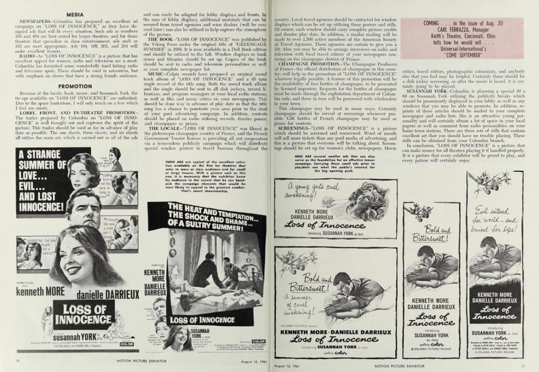 LOSS OF INNOCENCE (THE GREENGAGE SUMMER - UN SI BEL ETE)   box office usa 1962