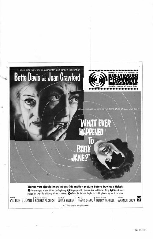 QU'EST-IL ARRIVE A BABY JANE (1962) PRESSBOOK 