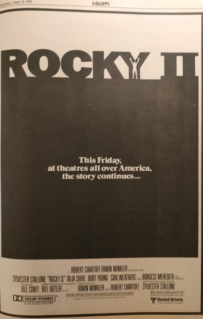 ROCKY 2 LA REVANCHE - SYLVESTER STALLONE BOX OFFICE 1979