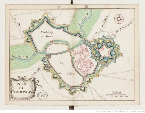 Trente-huit plans de places fortes - Courtray (XVIIIe s)(gallica)