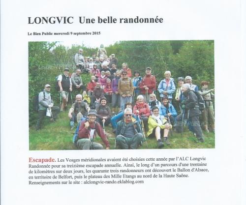 "Escapade en Vosges méridionales" - Week-end du 05 & 06 septembre 2015