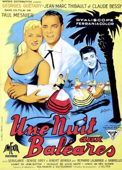 UNE NUIT AUX BALEARES BOX OFFICE FRANCE 1957 AFFICHE DE JOELLE MARQUET
