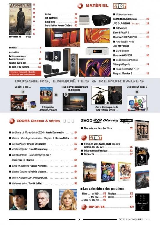 Les Années Laser N° 322 novembre 2024Le Magazine DVD, Blu-Ray, Home Cinéma