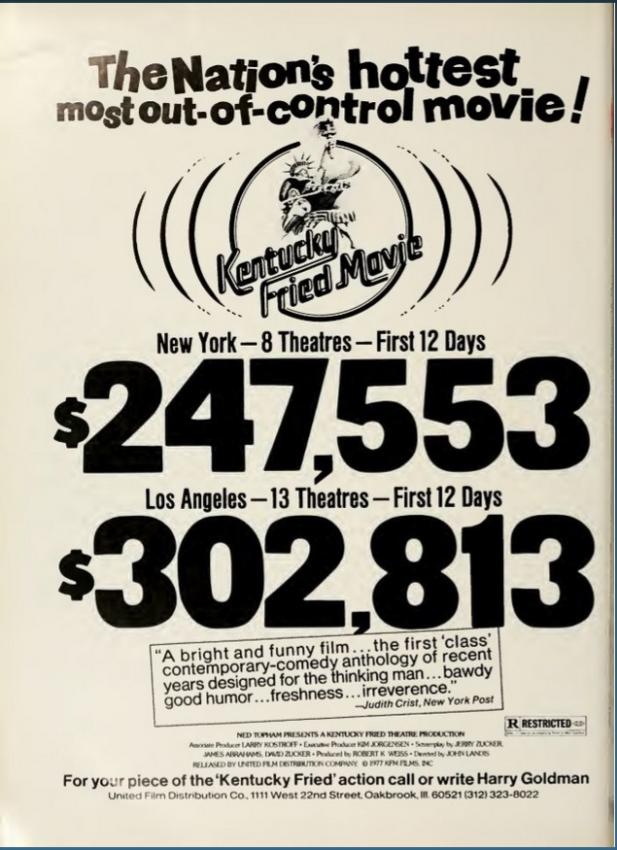 KENTUCKY FRID MOVIE BOX OFFICE USA 1977
