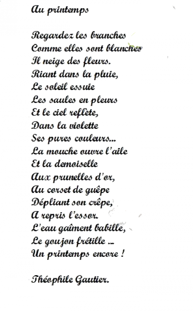  " Au Printemps "   poème de Théophile Gautier