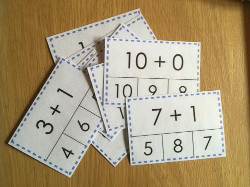 Cartes à pinces des additions jusqu'à 10