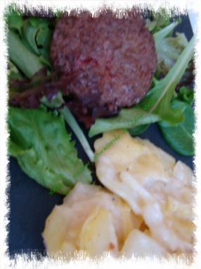 STEAK HACHE,GRATIN DAUPHINOIS,JEUNES POUSSES
