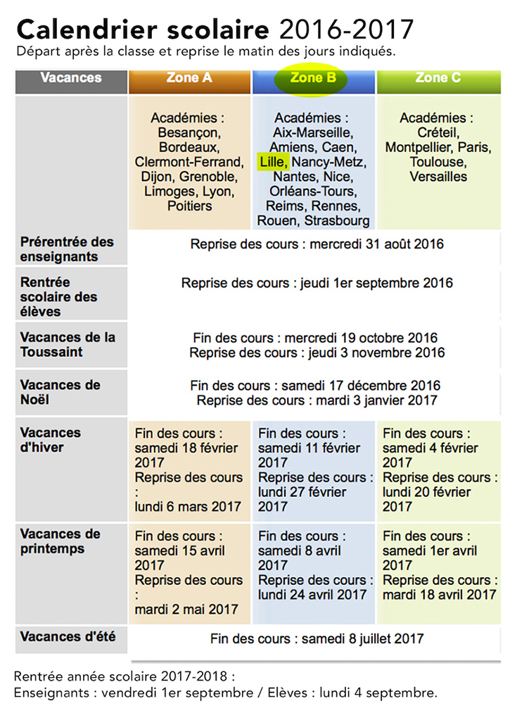 Calendrier scolaire