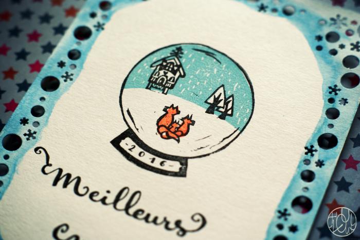 Défi gravure 48/52 - Tampon boule à neige polychrome (DIY)