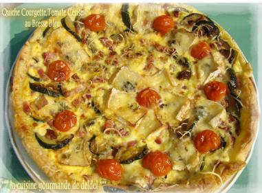 QUICHE COURGETTE,TOMATE CERISE AU BRESSE BLEU