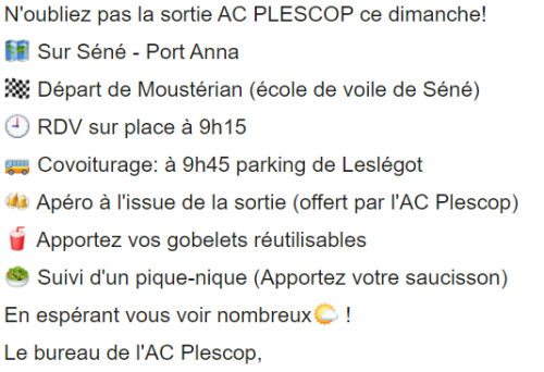 RAPPEL SORTIE AC PLESCOP