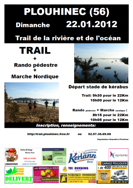 3ème Trail de la Rivière et de l'Océan - Plouhinec dim. 22 janvier 2012