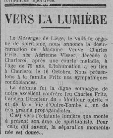 Nécrologie Madame Jacques Foccroule (Le Fraterniste 30 novembre 1911)