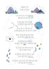 A4 Hand Illustrated Text - Psalm 121