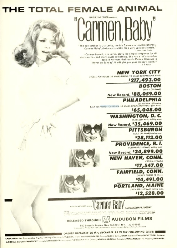 CARMEN BABY BOX OFFICE USA 1967