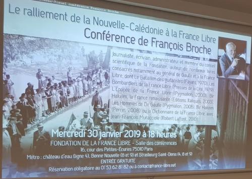 *Le ralliement de la Nouvelle-Calédonie à la France Libre : conférence de François Broche