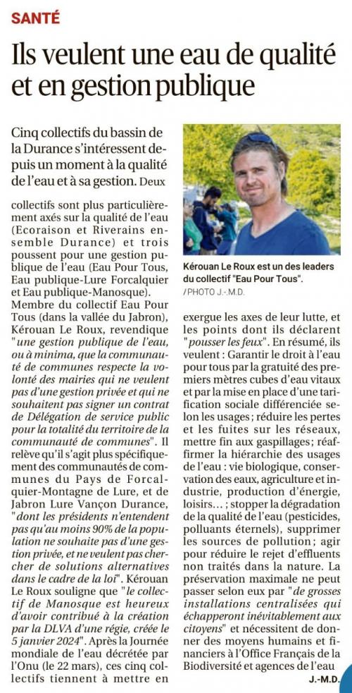 *Mobilisons nous pour une gestion publique de l'eau !