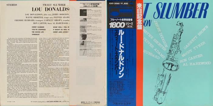 Lou Donaldson : Album " Sweet Slumber " Blue Note Records GXF 3068 [ JP ]