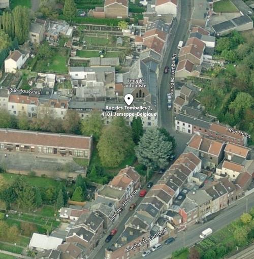 Jemeppe-sur-Meuse - vue aérienne du Temple de la rue Rousseau