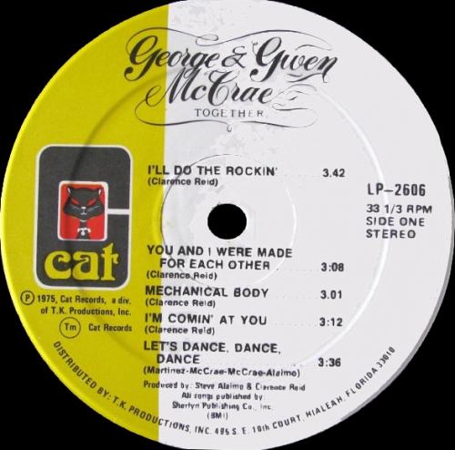 George & Gwen McCrae : Album " Together " Cat Records LP-2606 [ US ]